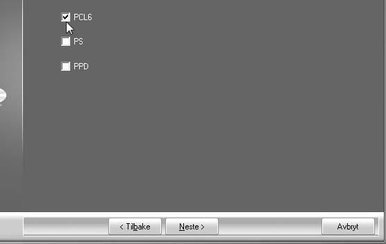 INSTALLERE SKRIVERDRIVEREN/PC-FAX-DRIVEREN 5 Når vinduet for valg av modell kommer opp, velger du modellnavnet for maskinen din før du klikker på [Neste]-knappen.