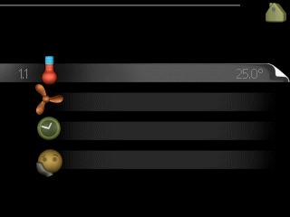 Menynummer - merket undermeny Navn og menynummer - hovedmeny INNEKLIMA VARMTVANN INNEKLIMA 1 Symbol - hovedmeny temperatur VENTILASJON programmering normal av avansert VARMEPUMPE INFO Merket