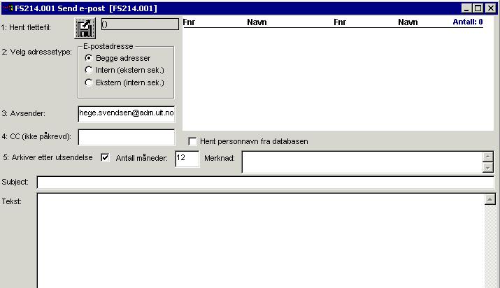 Kapittel 9: Sende e-post og SMS til studenter via FS Figur 29: Rapport for sending av e-post til studenter 9.