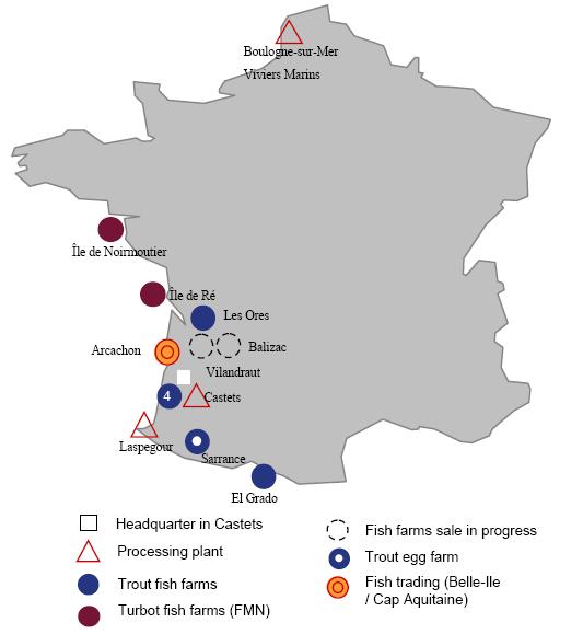 Strategic growth Processing Acquisition of Viviers de France (VdF) Purchased 70% of Viviers de France Secondary fresh fish processing (MAP) and trout farming in France and Spain Transaction is