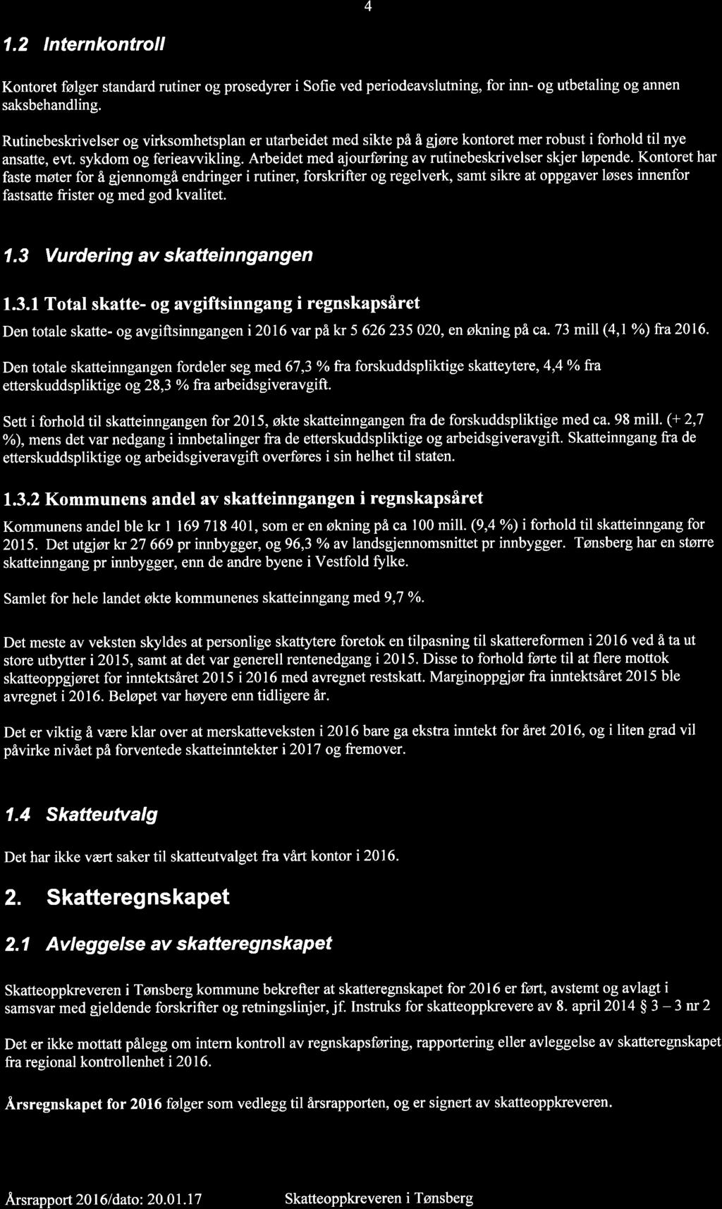 17/17 Referatsaker - 16/00206-6 Referatsaker : Årsrapport 2016-0704 Tønsberg 4 1.