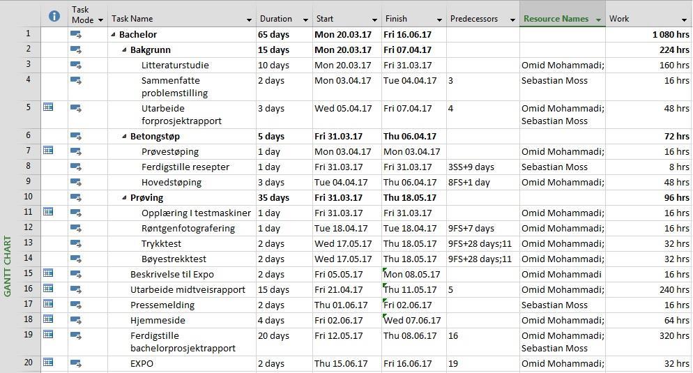 Prosjektplan med tidsdiagram Figur 1: Oppdelt bilde av