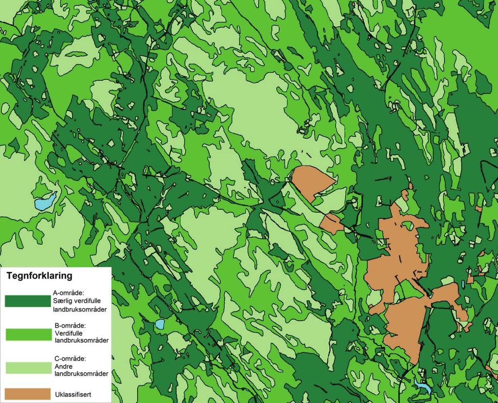 Figur 7: Utsnitt av temakart verdiklassifisering av jord og skog. Planområdet er merket med rød ring. 3.3 Planstatus for tilgrensende områder.