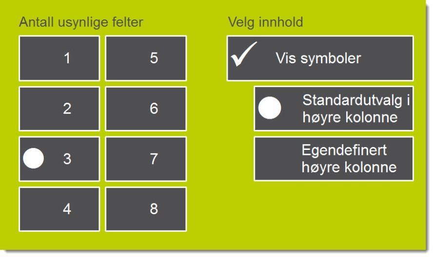 Fra hovedmenyen velg Innstillinger oppe til høyre. Du kommer da til siden "Innstillinger". På siden "Innstillinger" velger du Lag egne visuelle scener.