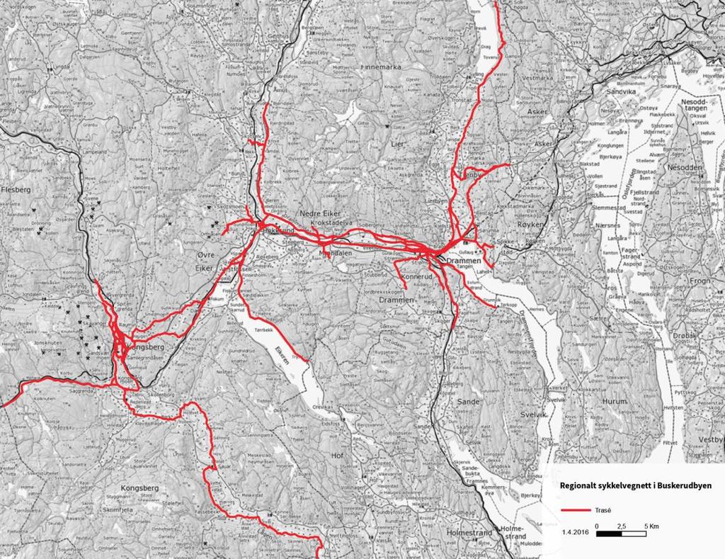 Anbefalt forslag til Buskerudbypakke 2 6 mrd kr. Kilde: Felles sykkelplan for Buskerudbyområdet. Sykkelstrategi og plan for regionalt sykkelvegnett. Høringsforslag pr. 29. april 2016.