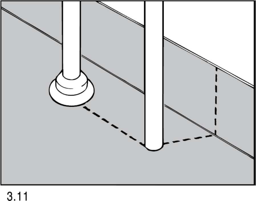 Dersom det skal legges keramisk flis på veggplater og gulvbelegg skal være vanntett belegg på gulv anbefales det at gulvbeleggets oppbrett er min. 150 mm. 3.