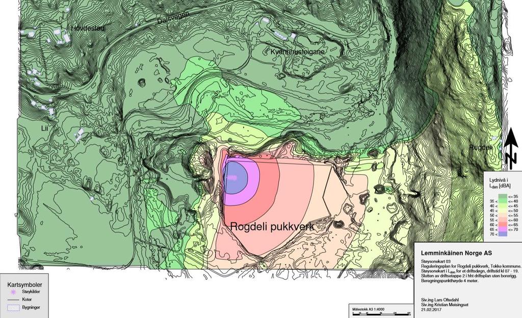 Kilder: ApiAku, Støyutredning Rogdeli pukkverk, datert 24.