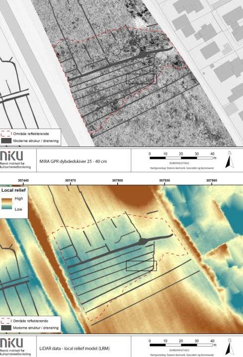 Lidar Ingen funn Ikke bidratt til å finne arkeologiske anlegg i overflaten. Fungerer best i skog der tidligere registrering har vært vanskelig pga. av trær.