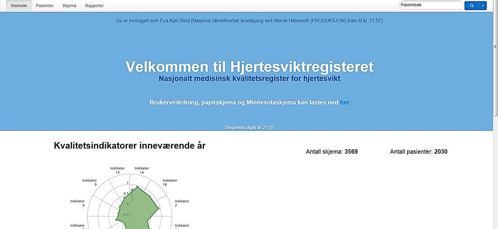 Bilde 14. Startsiden til NHSR.