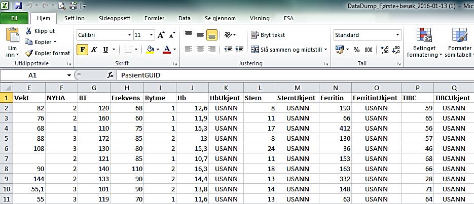 31. Kontroll av egen datadump Under Rapporter i meny-linjen øverst kan en også foreta en kontroll av egne data ved å trykke på Datadump (bilde 26, blå pil).