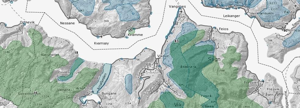 Verdifulle naturområde: grøn.