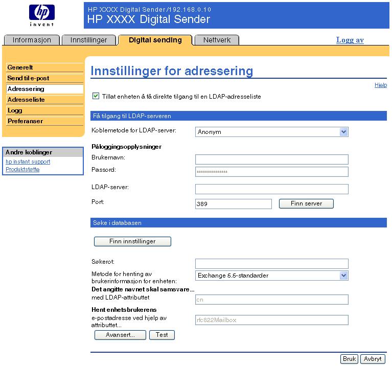 Adressering Du må oppgi e-postadresser for at produktet skal kunne sende skannede dokumenter. Produktets adresseringsfunksjon gjør denne prosessen enklere ved å søke etter måle-postadresser.