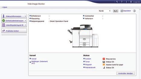 8. Web Image Monitor Dette kapittelet beskriver ofte brukte Web Image Monitor-funksjoner og -prosesser.