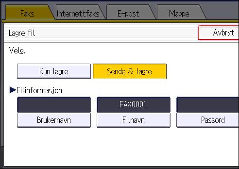 4. Faks 4. Angi brukernavn, filnavn og passord etter behov. Brukernavn Trykk på [Brukernavn] og velg deretter brukernavn.