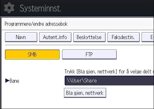 Grunnleggende fremgangsmåte ved bruk av skann til mappe 19. Trykk på [Kontakttest] for å kontrollere at banen er riktig. 20. Trykk på [Avslutt].