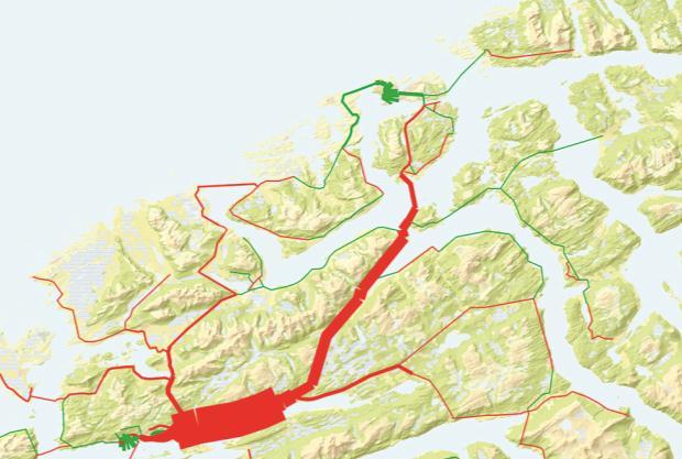 Oppdragsnr.: 5135317 Figur 12. Endring i sykehusrettet trafikk fra nullalternativet ved sykehus i Hjelsetområdet, 2030. Figur 13.