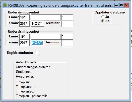 som helst semester. For overføring til TP må det være minimum 2 