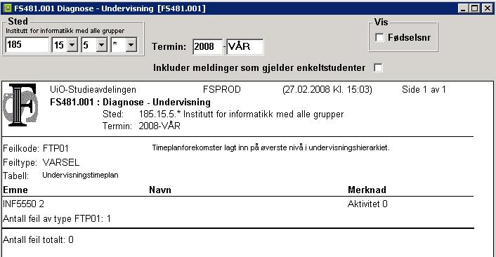 Informasjon om undervisningen Undervisningsform (ulike typer undervisning) og gruppeundervisning På hvert nivå må det registreres data om undervisningen som TP og