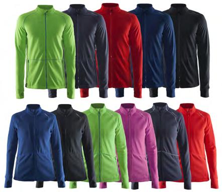 519,- Kampanjepris til 15/10-17. Kr. 329,- CRAFT FULL ZIP MICRO FLEECE JACKET 402819 DAME 402820 HERRE Myk og behagelig fleecejakke med hel glidelås. To stikklommer med glidelås.