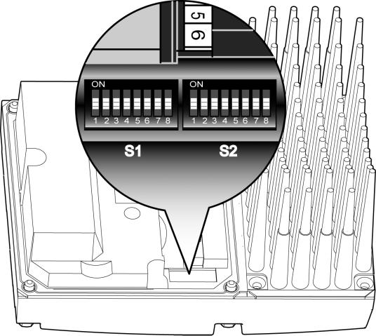 7 I 0 Igangsetting Beskrivelse av kontrollelementene DIP-bryter S1 og S2 58106AXX DIP-bryter S1: S1 1 2 3 4 5 Betydning RS-485-adresse 2 0 2 1 2 2 2 3 Motorvern 1) 1) Ved aktivert GP-funksjon: