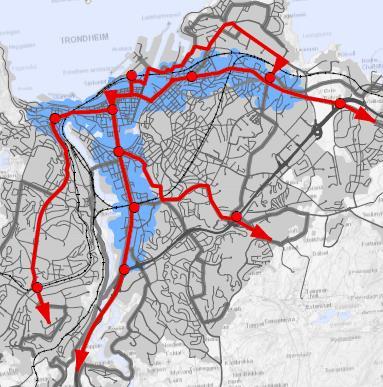 Traséene tilrettelegges med jevn kjørebane for trafikkering med lange vogner. Det etableres kollektivfelt og signalprioritering i kryss ved behov.