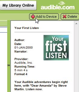 2 Last ned AudibleManager-programvaren for MP3-/MP4-spillere fra www.audible. com.