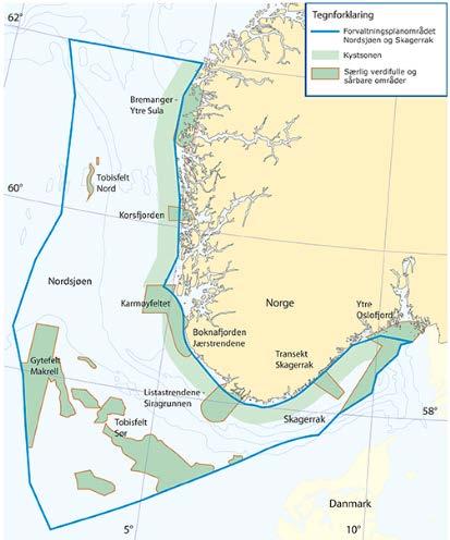 Figur 5-2 Særlig verdifulle områder i Nordsjøen (St.meld. 37 2012-2013) Plassering av Snorre-feltet er vist med en gul stjerne 5.