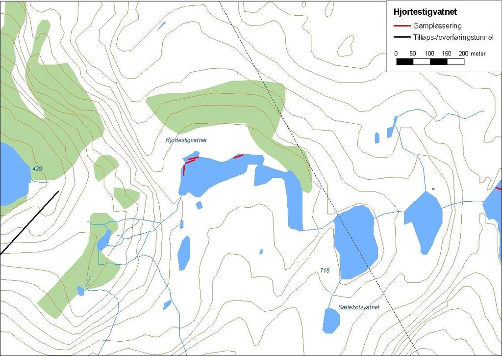 .5.3 Hjortestigvatnet Hjortestigvatnet (innsjønummer 83) ligg i Inste Yksneelva i Bremanger kommune (figur 65). Vatnet er,3 km² stort og ligg om lag 68 moh.