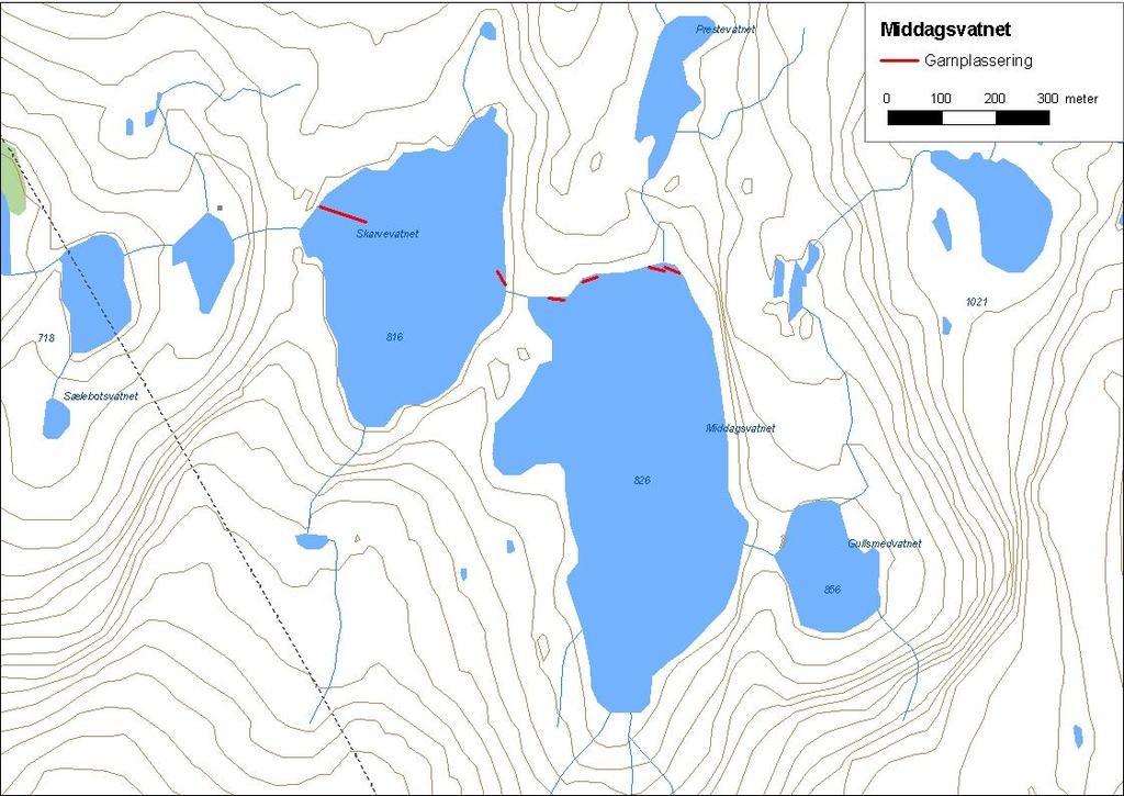 .5. Middagsvatnet Middagsvatnet (innsjønummer 836) ligg i Inste Yksneelva i Gloppen kommune (figur 65). Vatnet er, km² stort og ligg 86 moh.