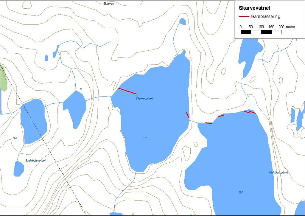 .5.5 Skarvevatnet Skarvevatnet (innsjønummer 89) ligg i Inste Yksneelva i Bremanger kommune (figur 65). Vatnet er,5 km² stort og ligg 86 moh.