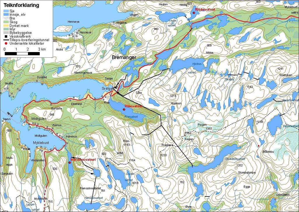 .3 Elkem Ved prøvefisket i 8 vart det undersøkt tre vatn hjå Elkem, Indrehusvatnet, Nibbevatnet og Risevatnet (figur 7).