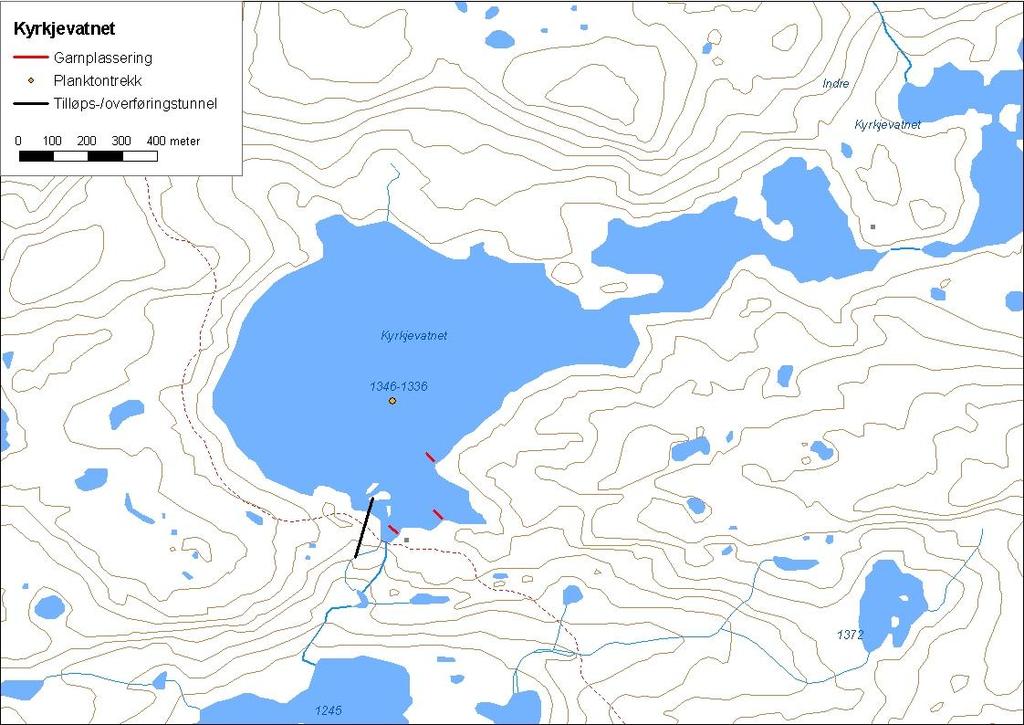 ..3 Kyrkjevatnet Kyrkjevatnet (innsjønummer 583) ligg i Breidbotnelvi i Årdalsvassdraget i Årdal kommune (figur 3). Magasinet er,8 km² stort, høgaste regulerte vasstand er 35 moh.