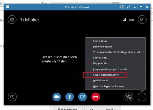 Skype for Business-klienten, se bort fra punktene ovenfor, og sørg heller