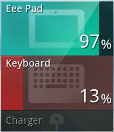 Trykk på og hold ASUS Battery (ASUS-batteri). ASUS-batteriboksen vises på Hjem-skjermen. 4. ASUS hurtiginnstilling og varslingspanelet viser også batteristatus.