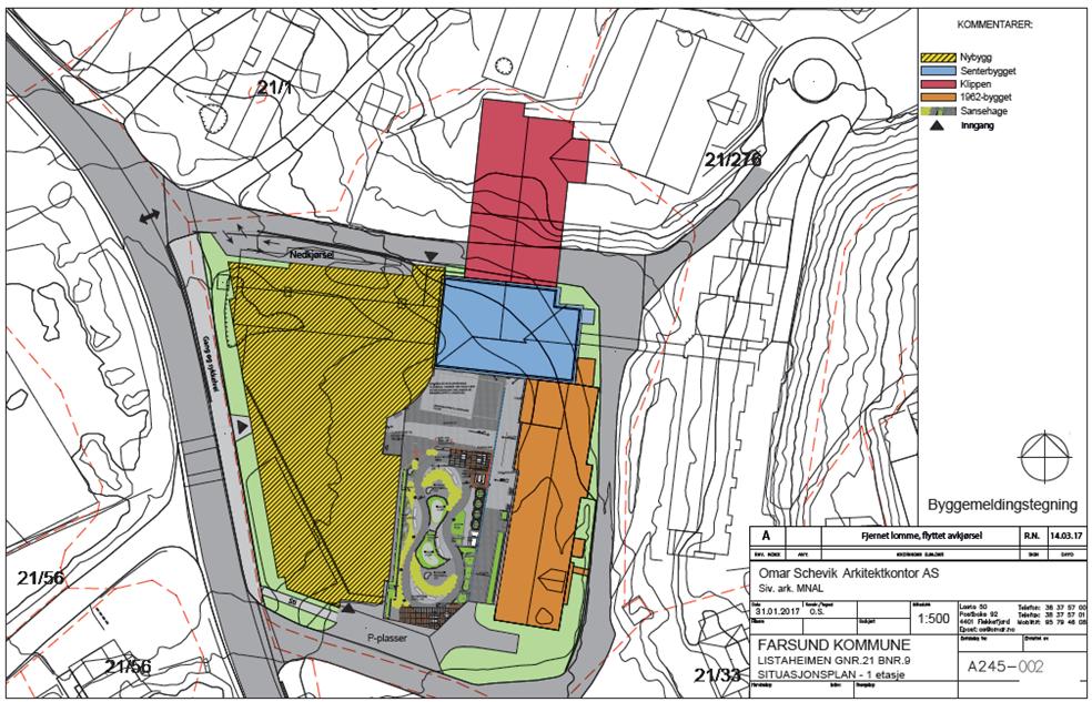 En del av planområdet er regulert til parkering som var tiltenkt Listaheimen. Videre griper plan inn i «reguleringsendring for Vanse sentrum enebolig Vanse Rv 43 osv..» fra 1987 i område ved veg.