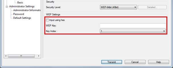 Installasjon Innstilling Communication Mode: SSID: Channel: Transmission Rate: Security Level: Beskrivelse Velg Ad Hoc. Still inn SSID. Maksimalt 32 alfanumeriske tegn. Velg kanal.