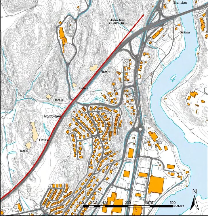 Samme punkt Figur 13 Kart over flater med potensial for funn av steinalderlokaliteter på