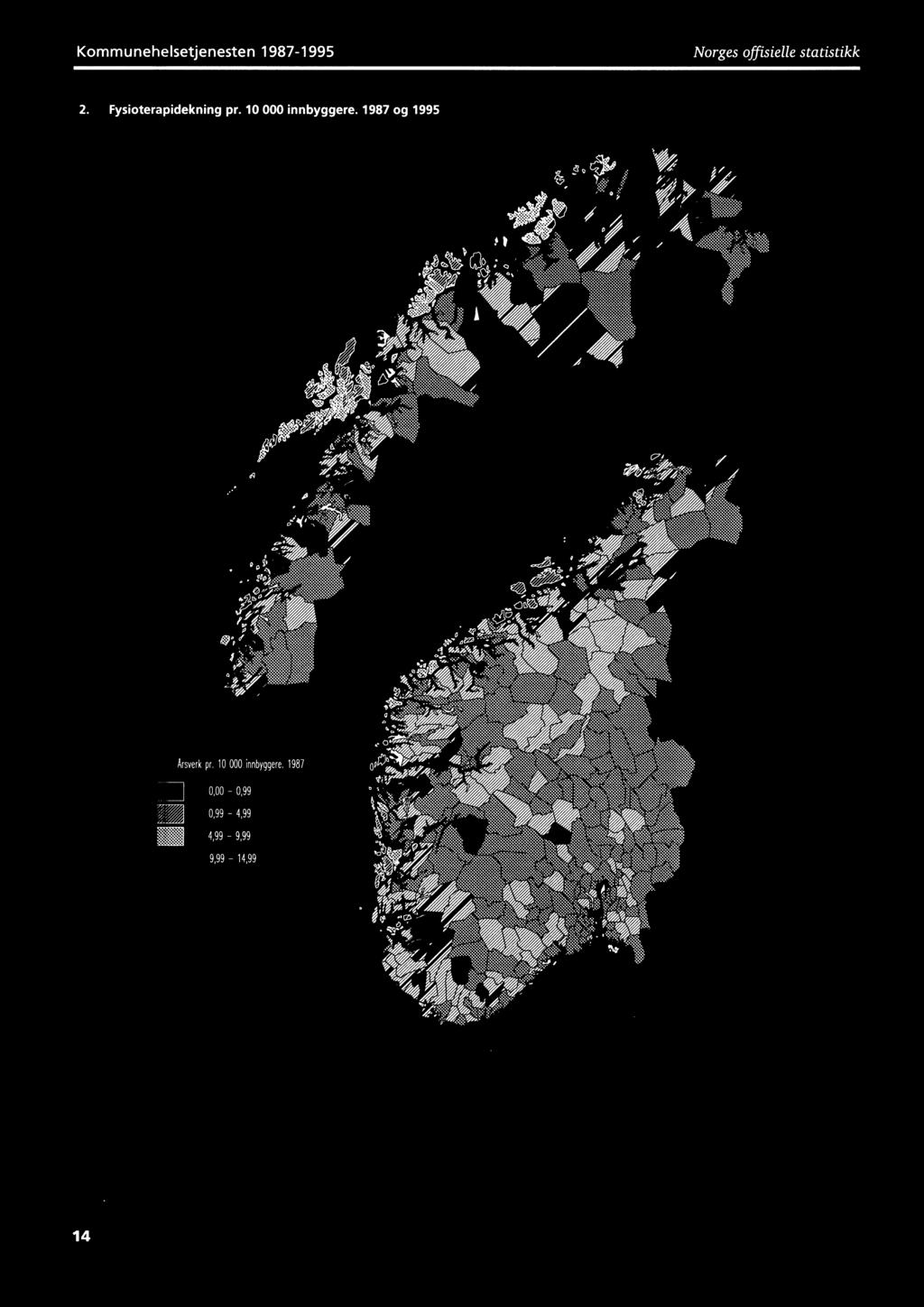 1987 og 1995 Årsverk pr.