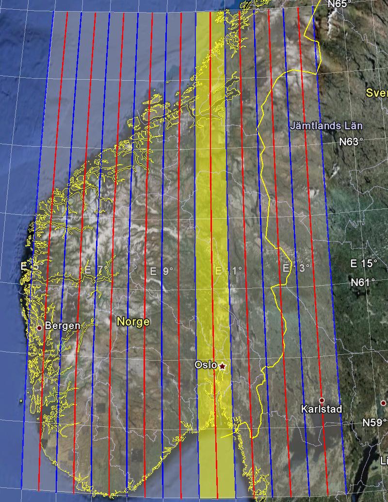 64 UTM til forvaltning Kartprojeksjon UTM (Universal Transversal Mercator-projeksjon) er beregnet til forvaltning. Brukes UTM som grunnlag for prosjektering blir geometrien «feil».