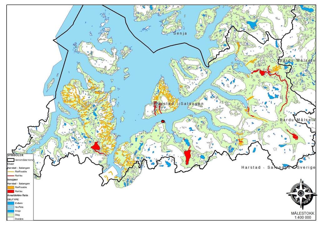 Vannområde Bardu-/Målselvvassdraget-Malangen omfatter et areal på 7106 km 2 som utgjør ca 20 % av Vannregion 8, Troms.