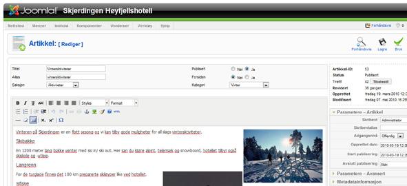 Koding i Joomla: artikkelredigering eventuelle andre koder som måtte overstyre. Det defineres ved hjelp av «!important» etter det elementet som skal være viktig: /***UNDERMENY***/.module_menu ul.