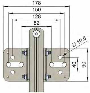 Festes i skiltet med 8mm T-hode bolter i skruespor Med 10,5mm hull for 8mm bolter og 15mm