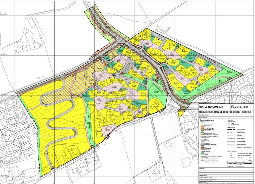 1. INNLEDNING Et område på Skadberg i Sola kommune skal reguleres til boliger. Området ligger avgrenset av Kjeldsberg Rings Forlengelse i nord, Skadbergvegen i øst og Skadbergbakken i sør.