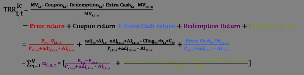 Beregning av totalavkastning per obligasjon (local valuta) Month-to-date total rate of return on each index constituent in local currency is defined as sum of its ending market value on