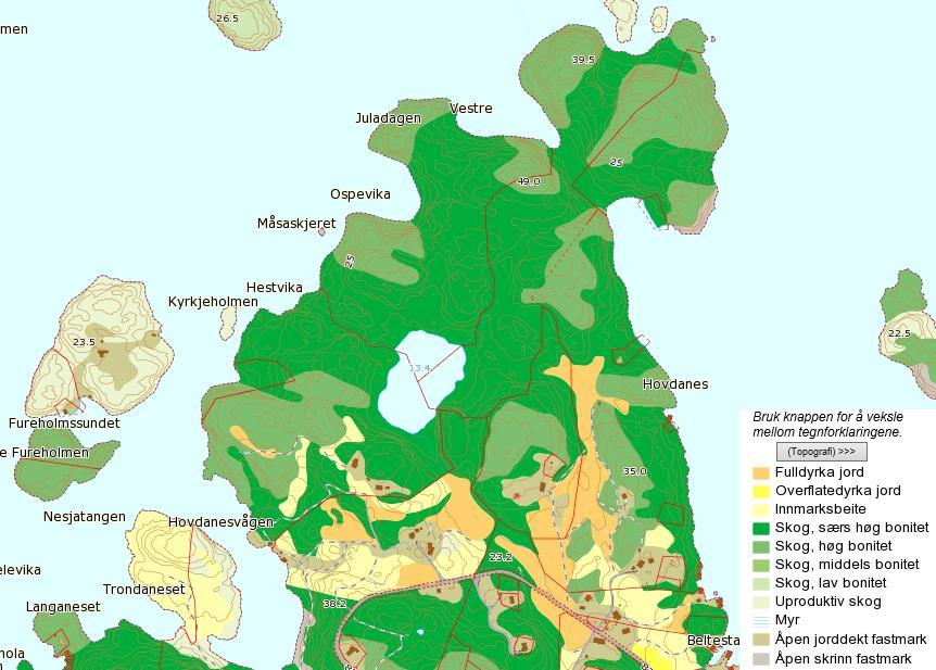 Tiltaksområdet ved Hovdenes ligger forholdsvis åpent til og har relativt god solinnstråling gjennom hele året. I tillegg til lysforhold er temperatur og nedbør viktig for planters vekstsesong.