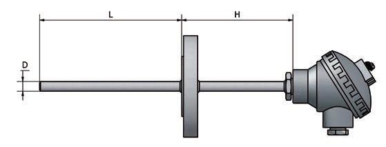 BESTILLINGSKODE W-FC Beskyttelseslomme med flens Diameter - D 10 10 mm For 6,0 mm normert måleinnsats Andre på forespørsel Lengde - L1 L1 Spesifiseres (mm) Flens F Spesifiseres (DN/PN) Hals lengde -