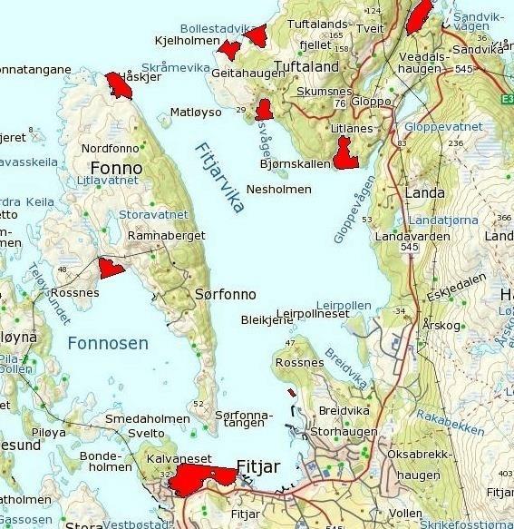 De nærmeste registreringene ligger rundt 0,8 km sørvest for anleggsområdet på vestsiden av Rossnes.