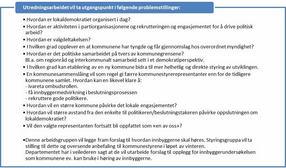 Innbyggerdialog Så langt i prosessen har flere av kommunene gjennomført opinionsundersøkelse om kommunesammenslåing.