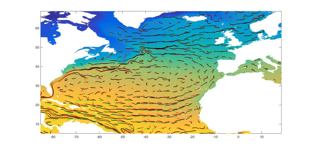 1 month drift using mean fields for 2012 Red: