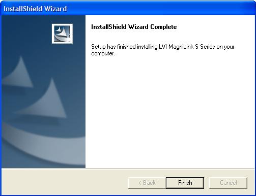 Velg "Finish" i dialogboksen "InstallShield Wizard Complete". Start programmet med LVI MLS -ikonet på datamaskinens skrivebord.